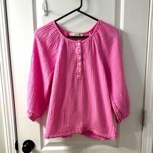 LOFT Vibrant Pink Textured Blouse